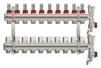 Коллекторная группа Tim (KC010) 1" ВР, 10 отводов 3/4", расходомер, воздухоотводчик, сливной кран