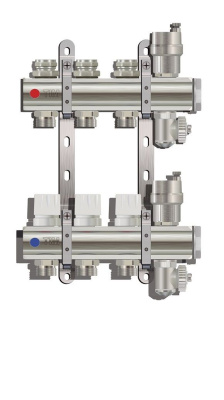 Коллекторная группа Tim (KB003) 1" ВР, 3 отвода 3/4", воздухоотводчик, сливной кран